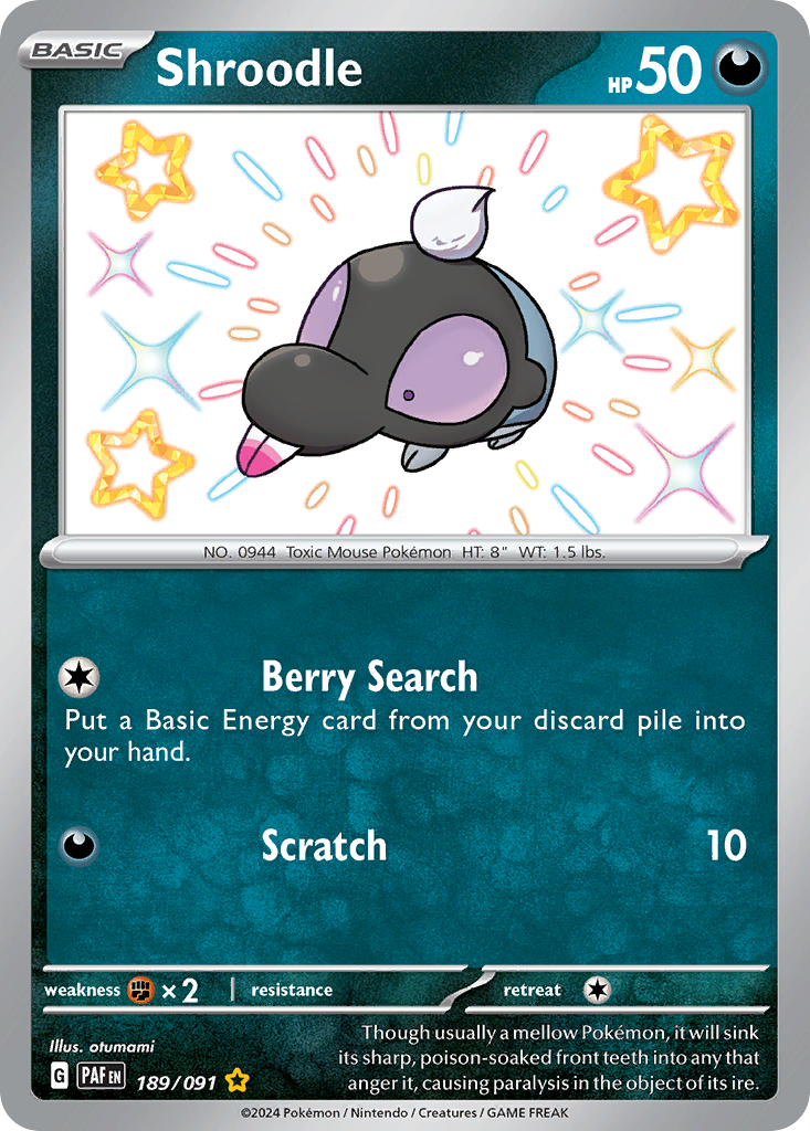 Shroodle – Paldean Fates 189/091 Pokémon card