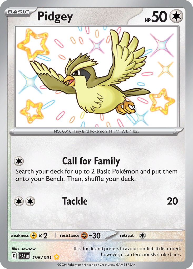Pidgey – Paldean Fates 196/091 Pokémon card