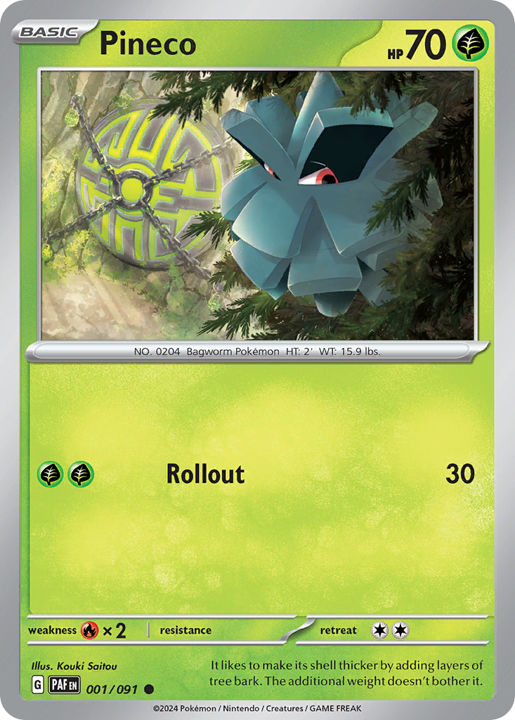 Pineco – Paldean Fates 001/091 Pokémon card