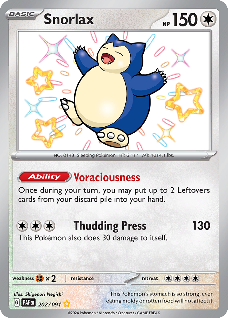 Snorlax – Paldean Fates 202/091 Pokémon card