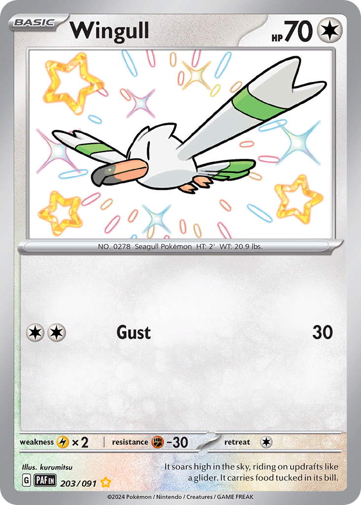 Wingull – Paldean Fates 203/091 Pokémon card