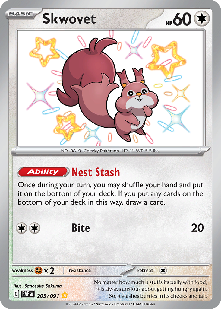 Skwovet – Paldean Fates 205/091 Pokémon card