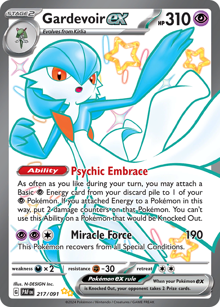 Gardevoir ex – Paldean Fates 217/091 Pokémon card