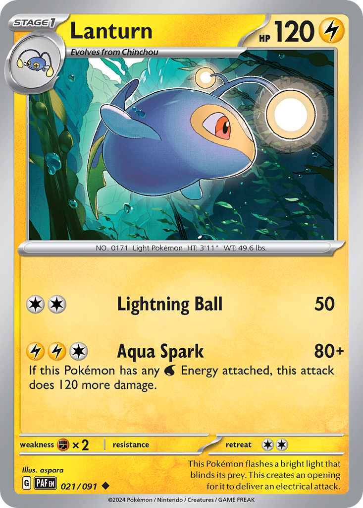 Lanturn – Paldean Fates 021/091 Pokémon card