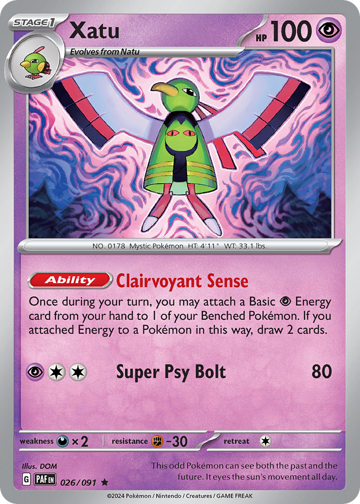 Xatu – Paldean Fates 026/091 Pokémon card
