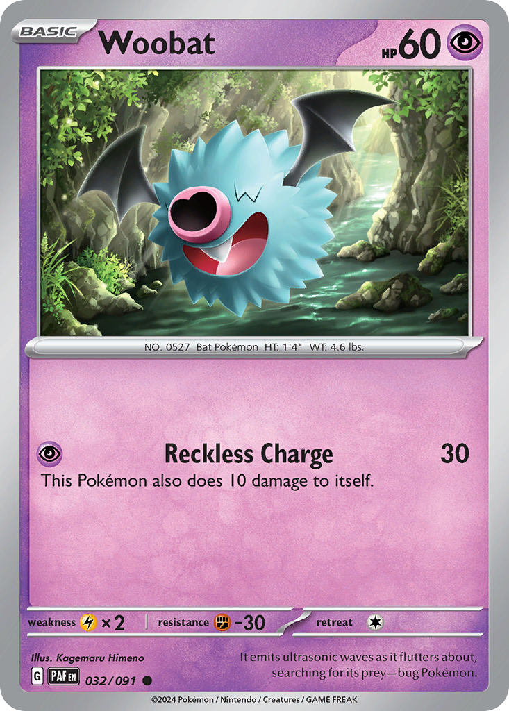 Woobat – Paldean Fates 032/091 Pokémon card
