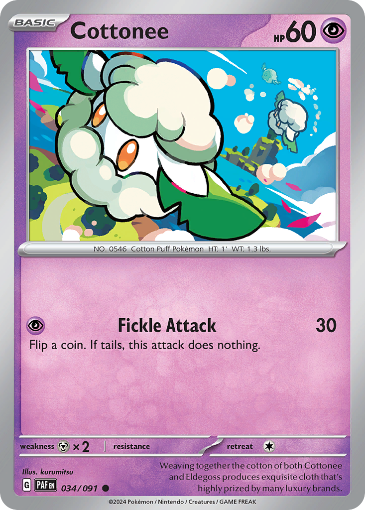 Cottonee – Paldean Fates 034/091 Pokémon card
