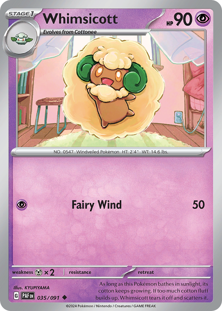 Whimsicott – Paldean Fates 035/091 Pokémon card