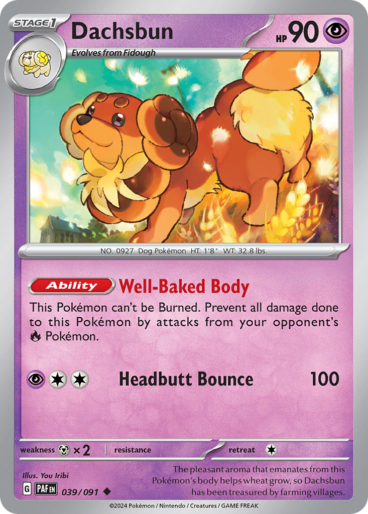 Dachsbun – Paldean Fates 039/091 Pokémon card