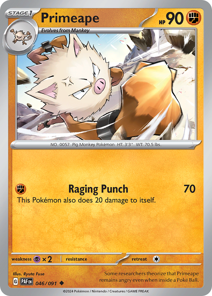 Primeape – Paldean Fates 046/091 Pokémon card