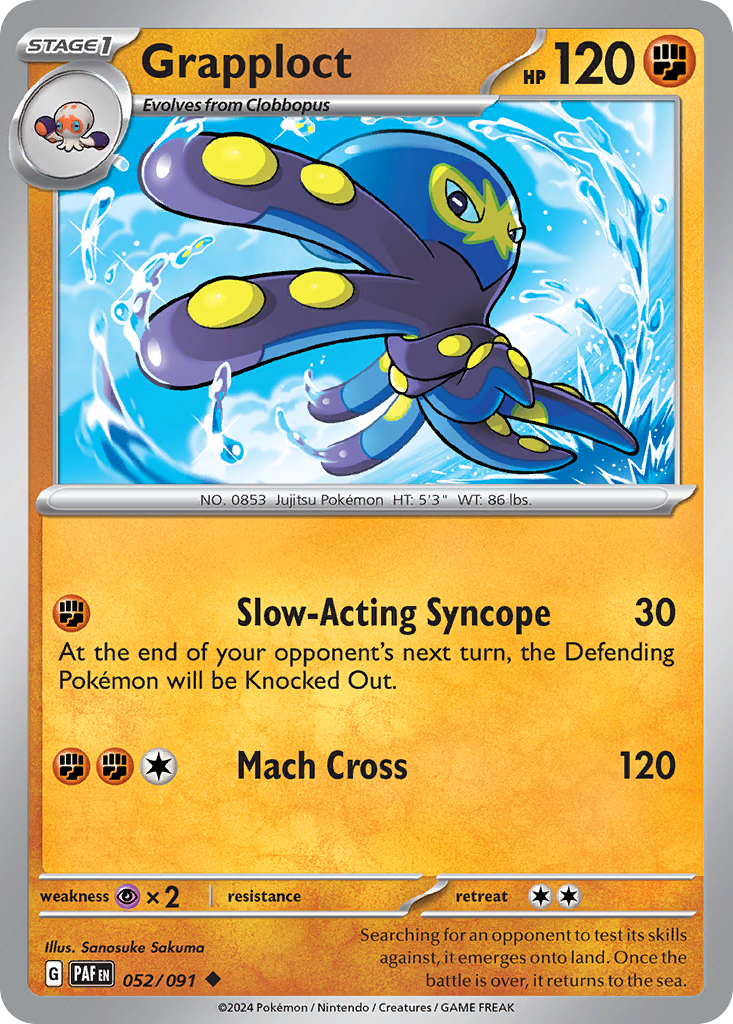 Grapploct – Paldean Fates 052/091 Pokémon card