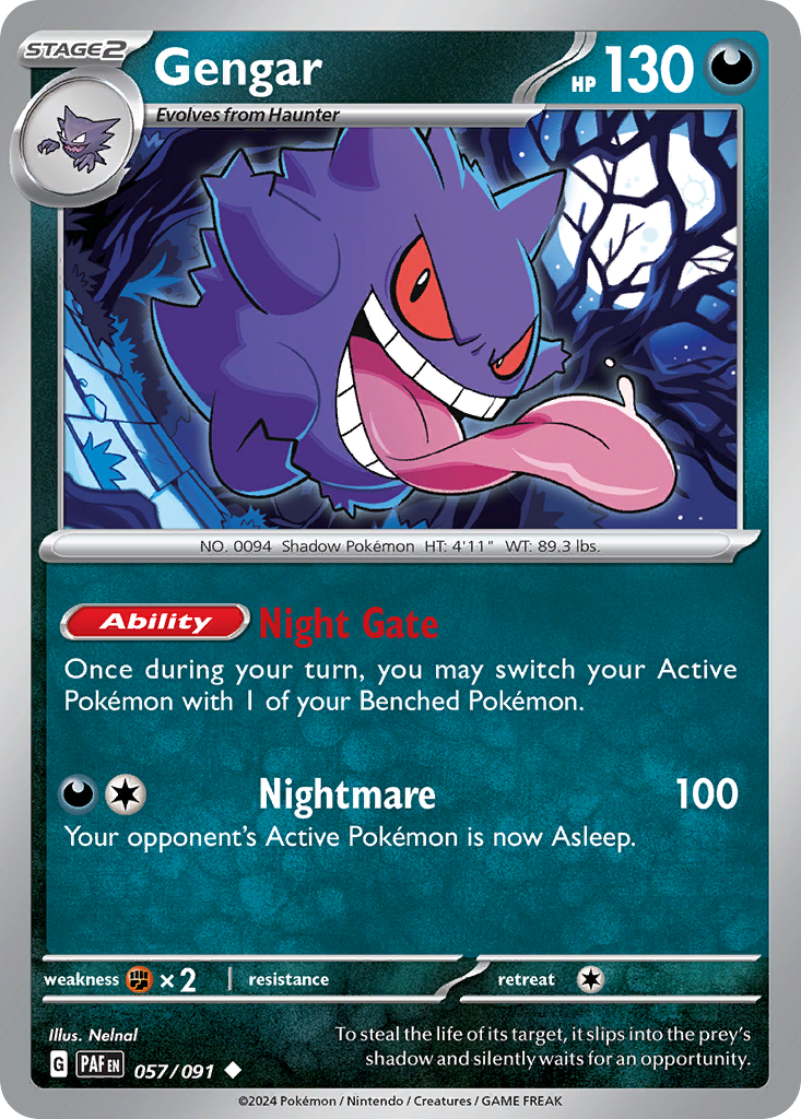 Gengar – Paldean Fates 057/091 Pokémon card