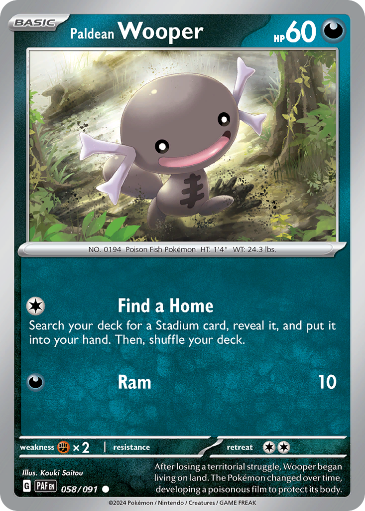 Paldean Wooper – Paldean Fates 058/091 Pokémon card