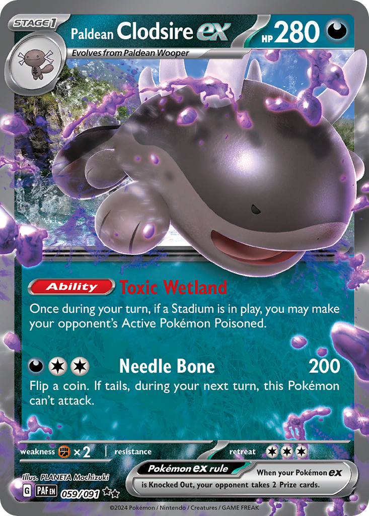 Paldean Clodsire ex – Paldean Fates 059/091 Pokémon card