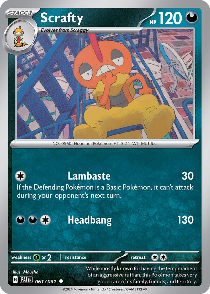 Scrafty – Paldean Fates 061/091 Pokémon card