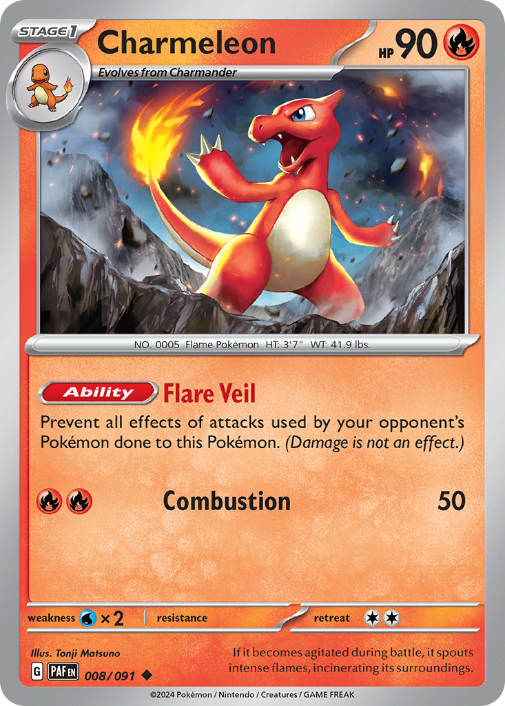 Charmeleon – Paldean Fates 008/091 Pokémon card