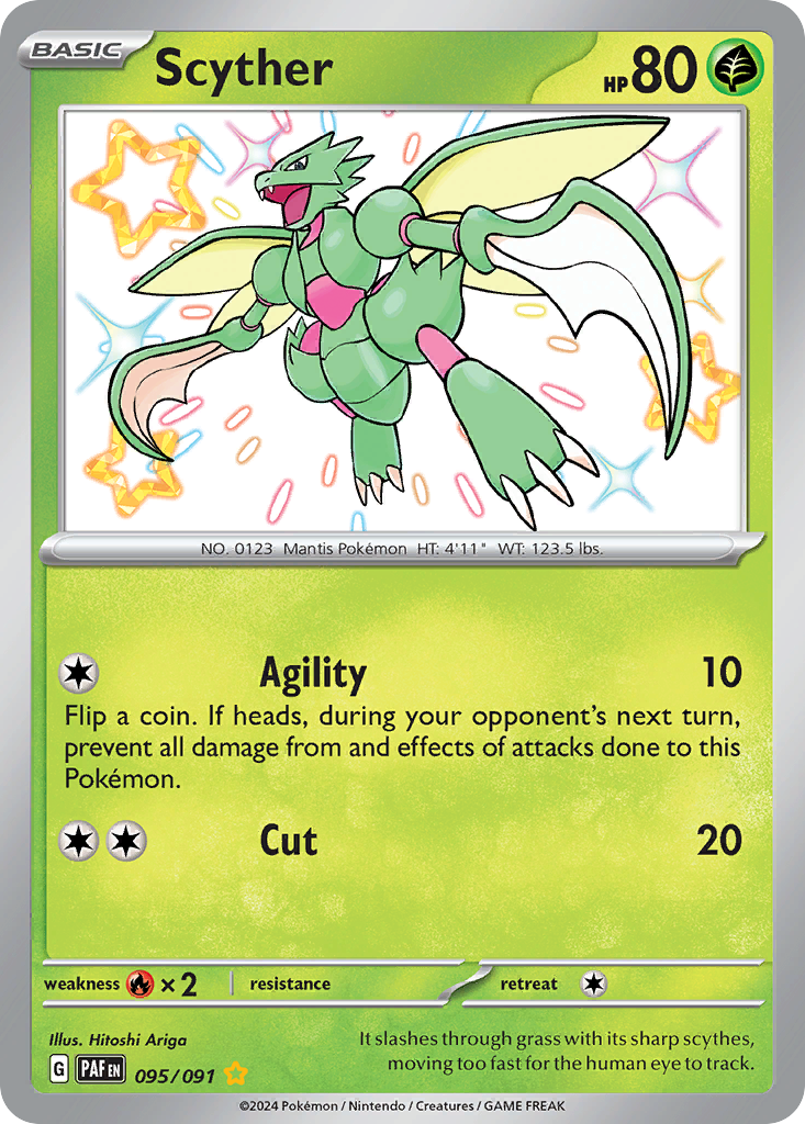 Scyther – Paldean Fates 095/091 Pokémon card
