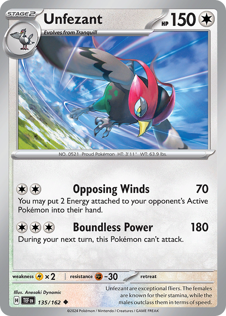 Unfezant – Temporal Forces 135/162 Pokémon card