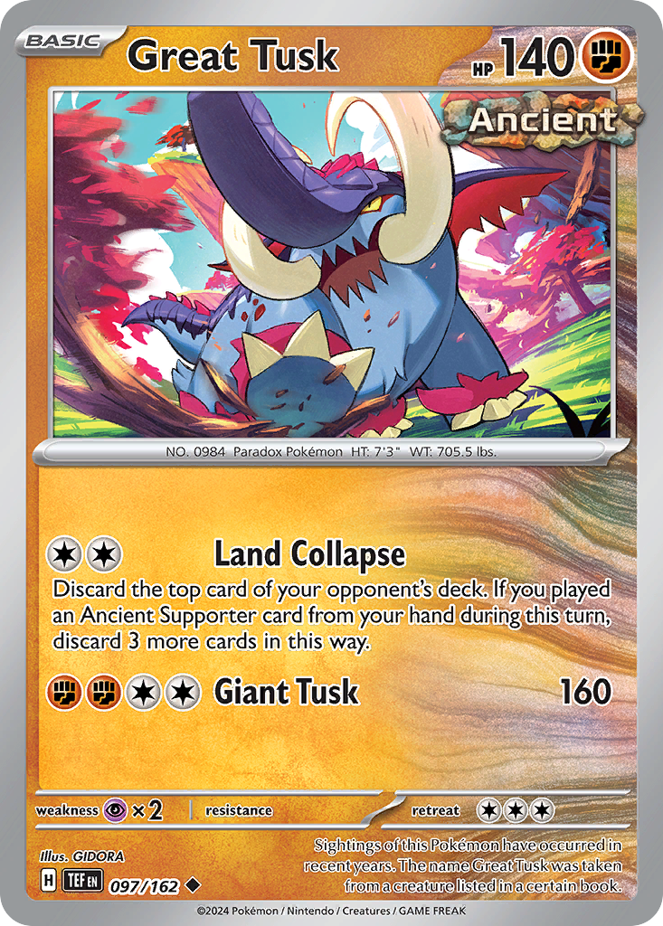 Great Tusk – Temporal Forces 097/162 Pokémon card