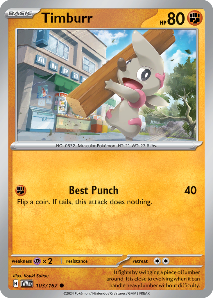 Timburr – Twilight Masquerade 103/167 Pokémon card