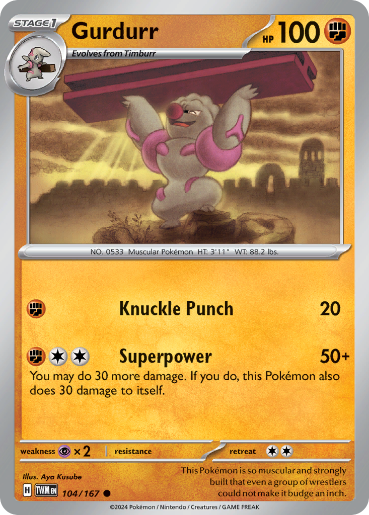 Gurdurr – Twilight Masquerade 104/167 Pokémon card