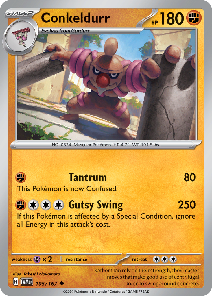Conkeldurr – Twilight Masquerade 105/167 Pokémon card