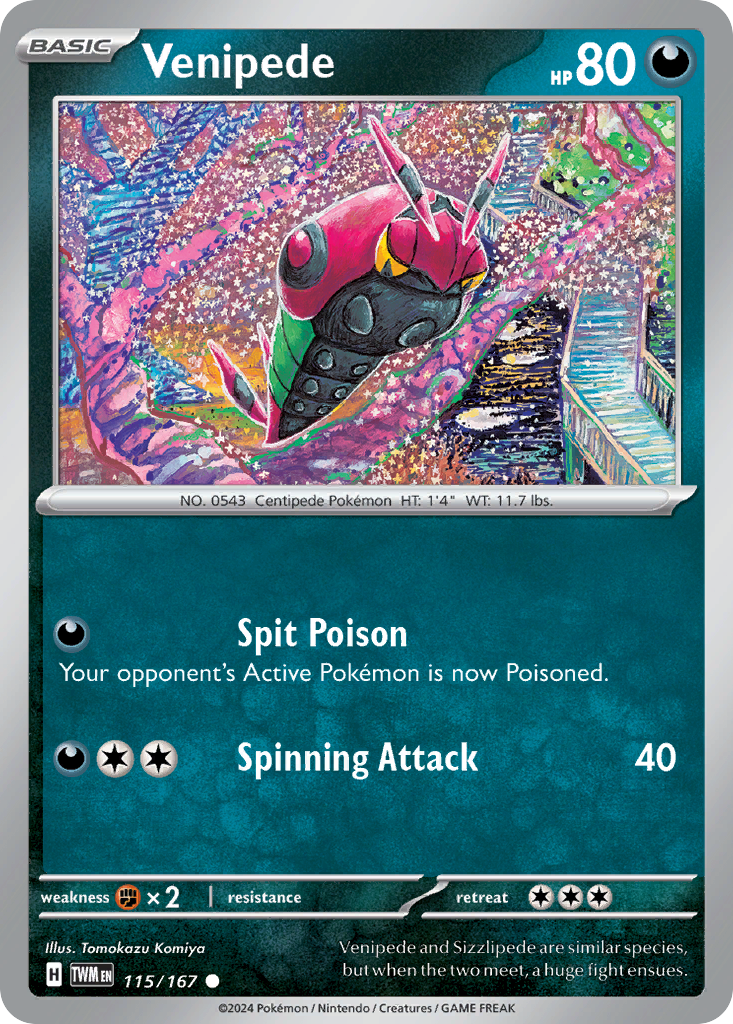 Venipede – Twilight Masquerade 115/167 Pokémon card