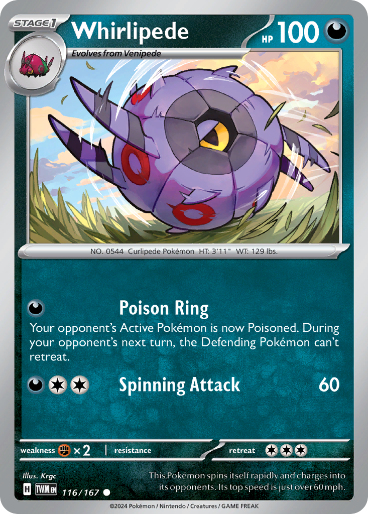 Whirlipede – Twilight Masquerade 116/167 Pokémon card
