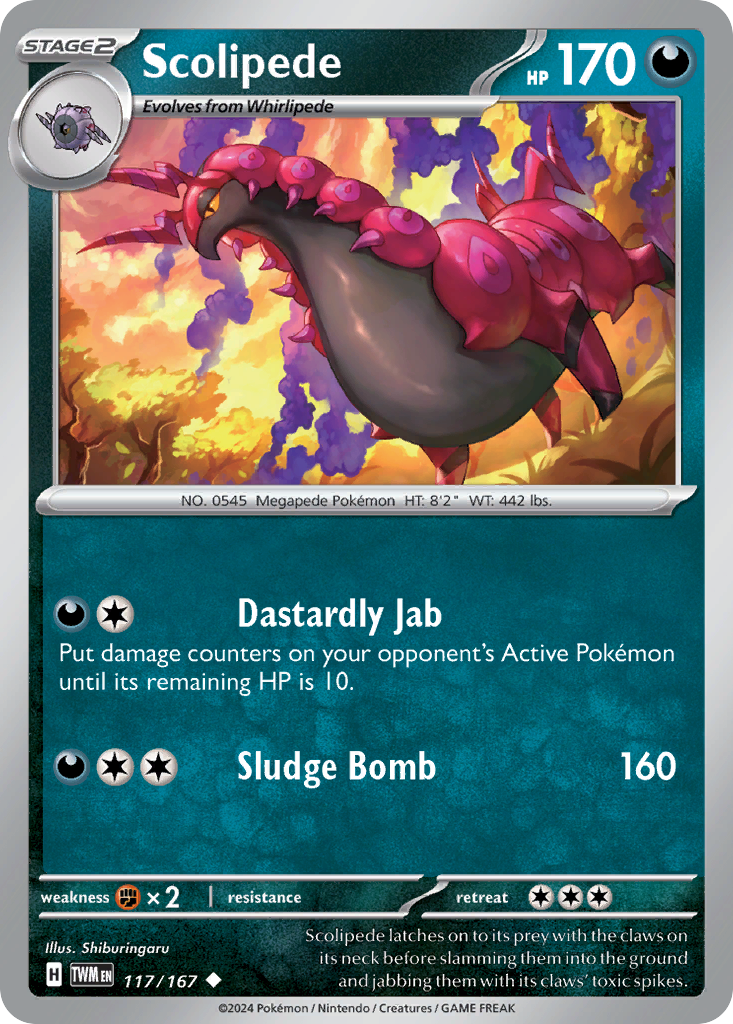 Scolipede – Twilight Masquerade 117/167 Pokémon card