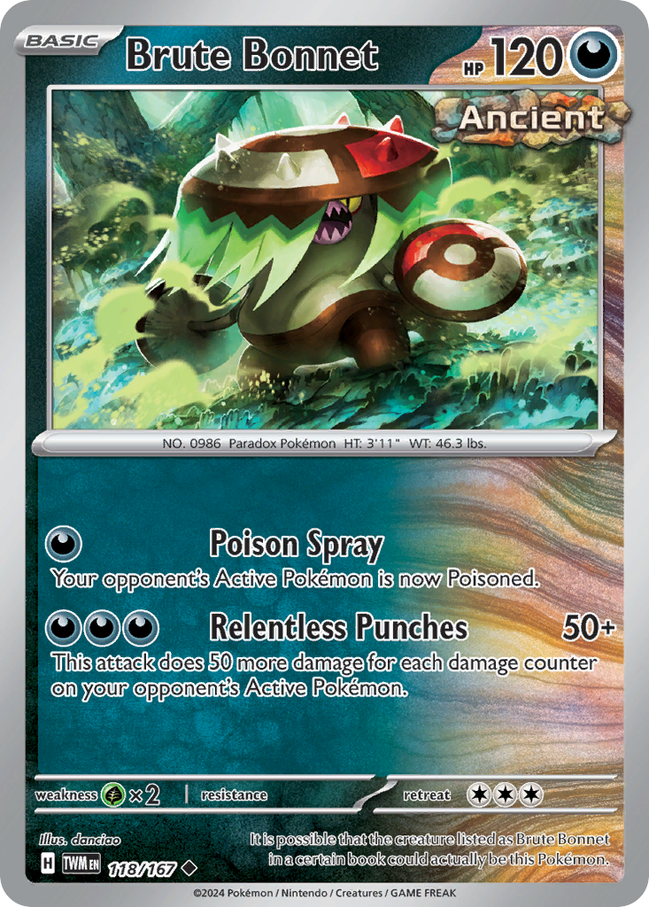 Brute Bonnet – Twilight Masquerade 118/167 Pokémon card