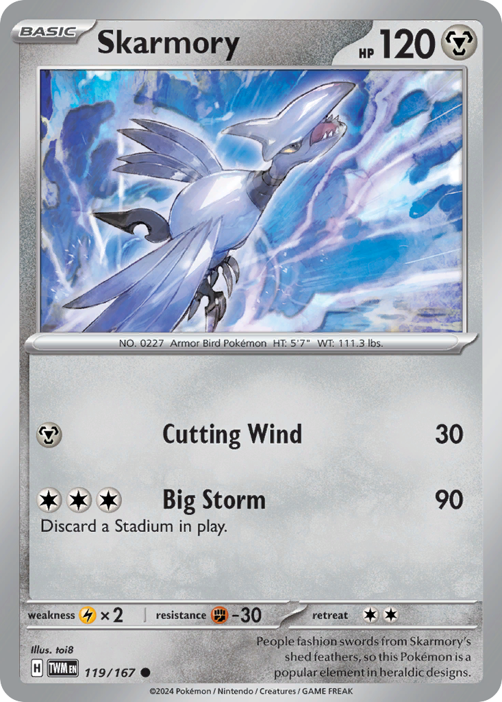 Skarmory – Twilight Masquerade 119/167 Pokémon card