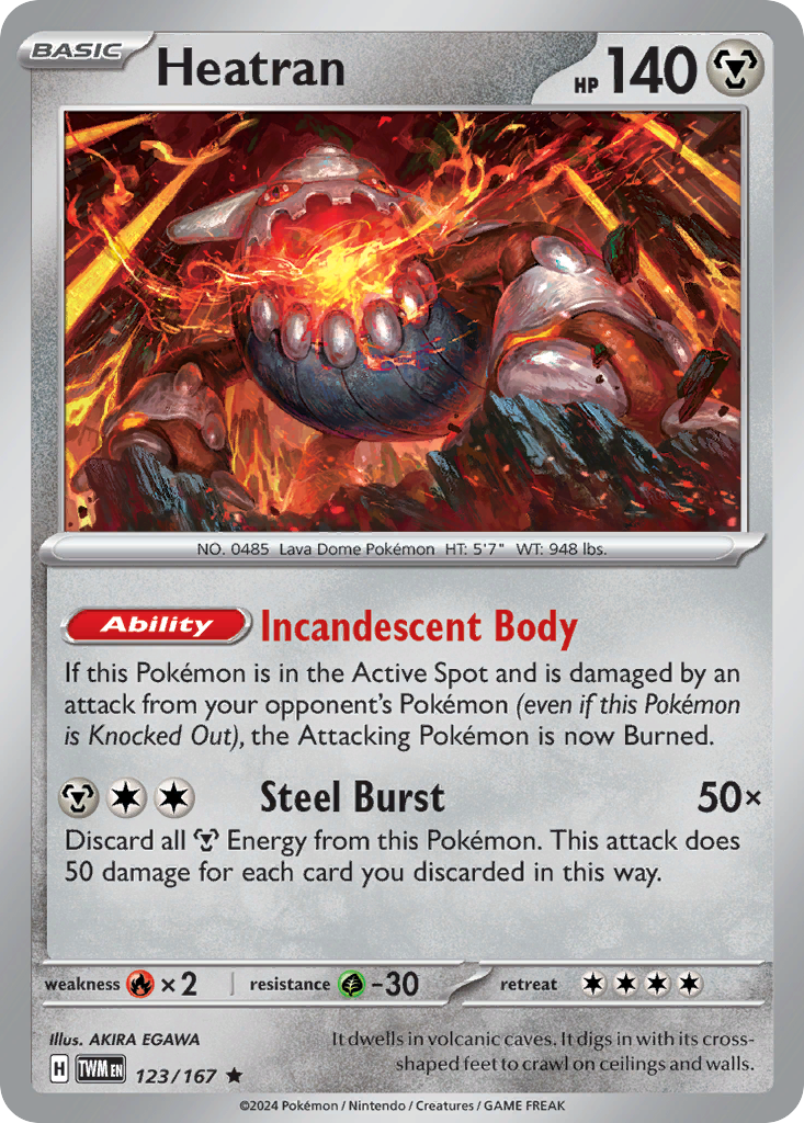 Heatran – Twilight Masquerade 123/167 Pokémon card