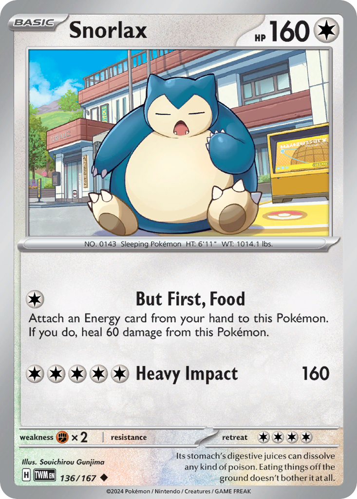 Snorlax – Twilight Masquerade 136/167 Pokémon card
