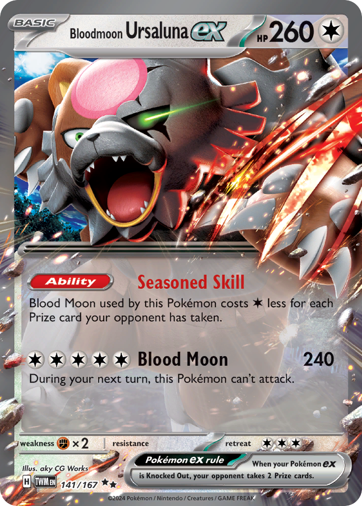 Bloodmoon Ursaluna ex – Twilight Masquerade 141/167 Pokémon card