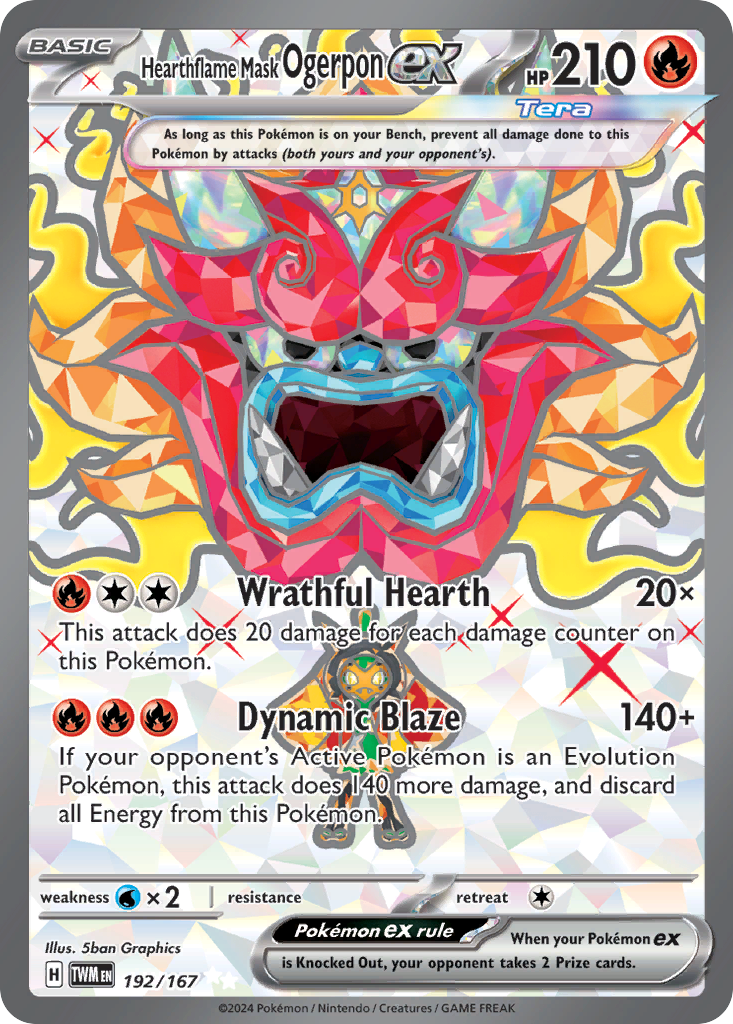 Hearthflame Mask Ogerpon ex – Twilight Masquerade 192/167 Pokémon card