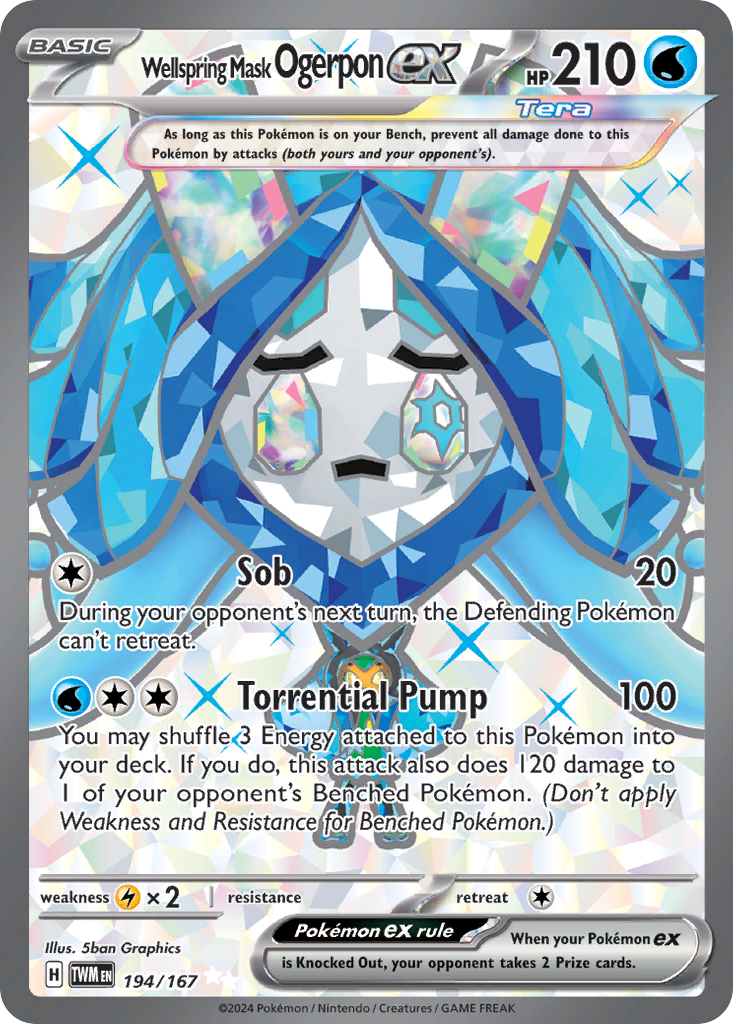 Wellspring Mask Ogerpon ex – Twilight Masquerade 194/167 Pokémon card
