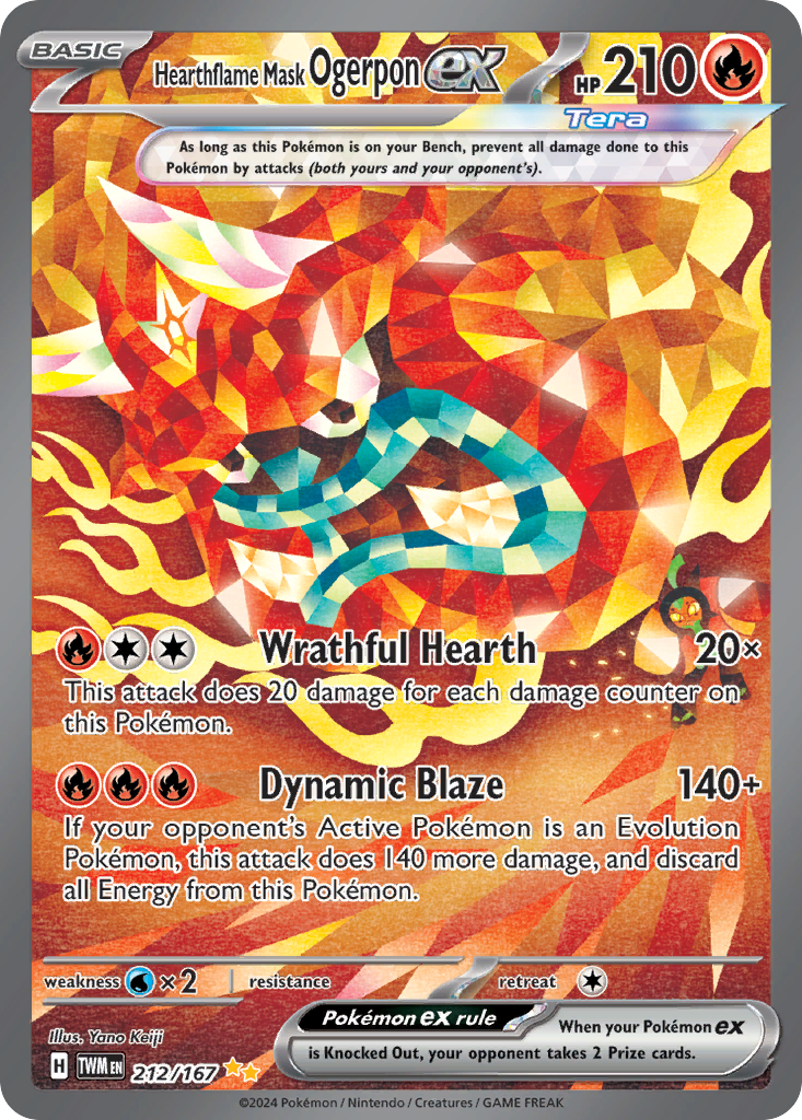 Hearthflame Mask Ogerpon ex – Twilight Masquerade 212/167 Pokémon card