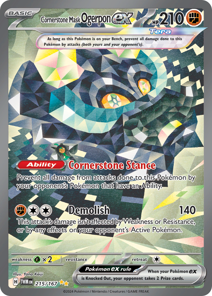 Cornerstone Mask Ogerpon ex – Twilight Masquerade 215/167 Pokémon card