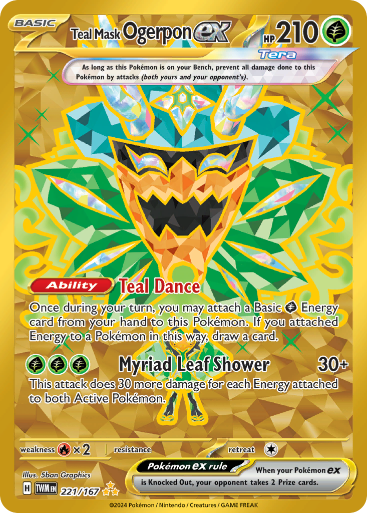 Teal Mask Ogerpon ex – Twilight Masquerade 221/167 Pokémon card