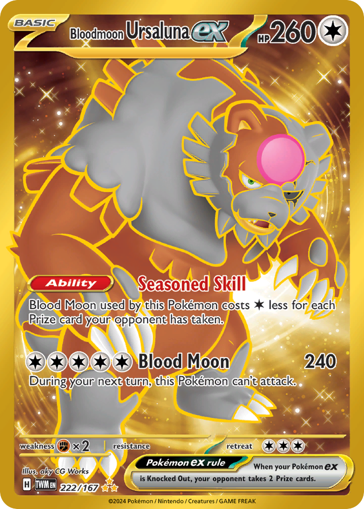 Bloodmoon Ursaluna ex – Twilight Masquerade 222/167 Pokémon card