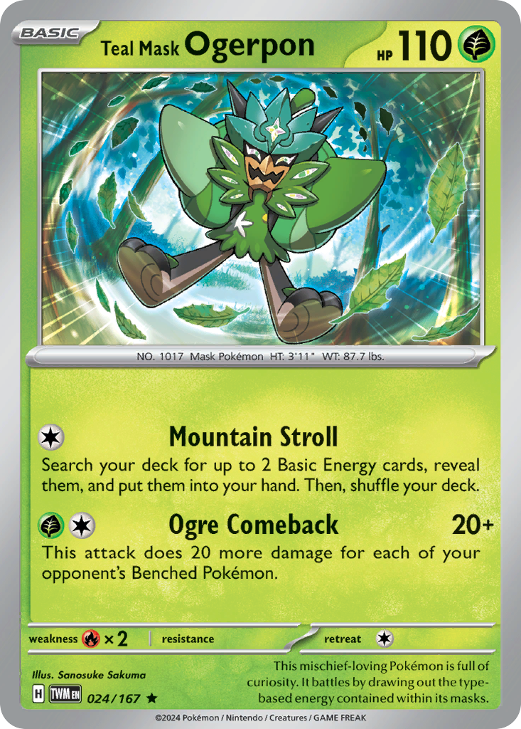 Teal Mask Ogerpon – Twilight Masquerade 024/167 Pokémon card