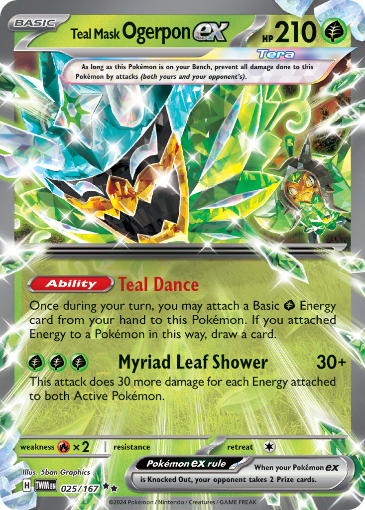 Teal Mask Ogerpon ex – Twilight Masquerade 025/167 Pokémon card