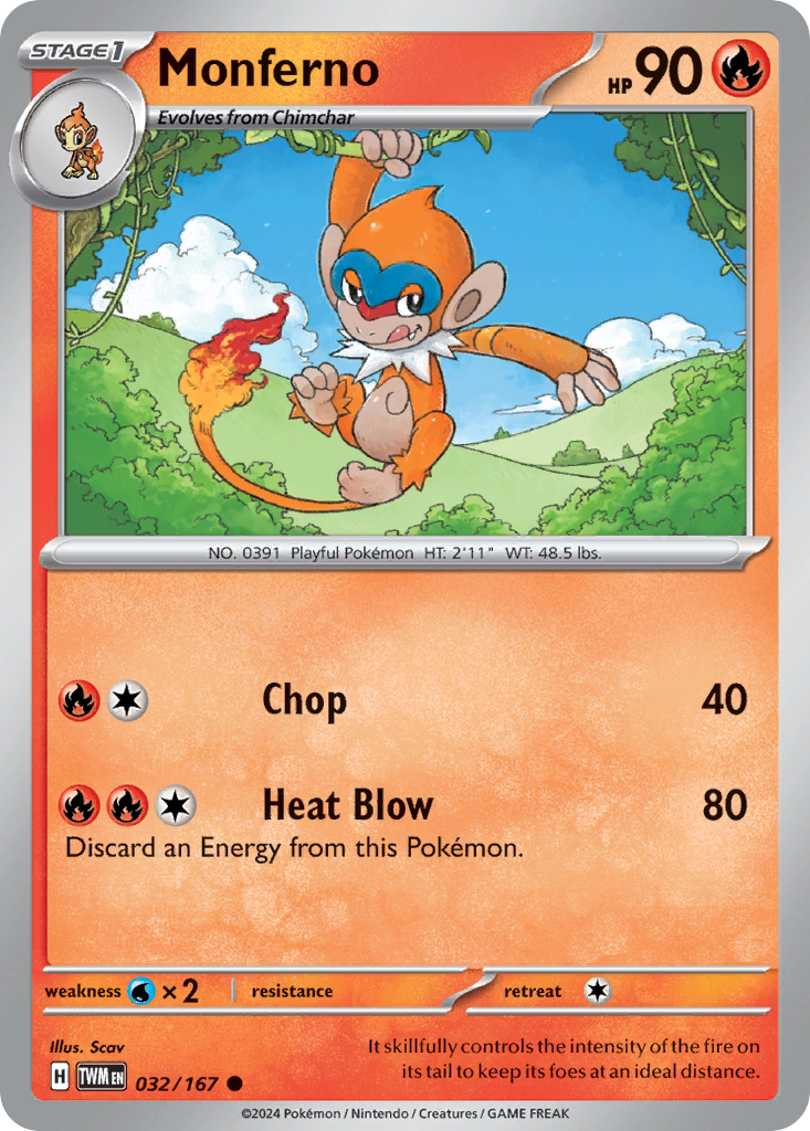 Monferno – Twilight Masquerade 032/167 Pokémon card