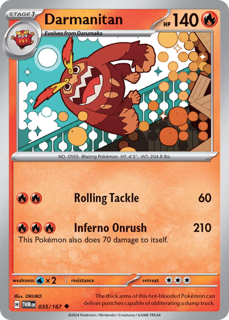 Darmanitan – Twilight Masquerade 035/167 Pokémon card