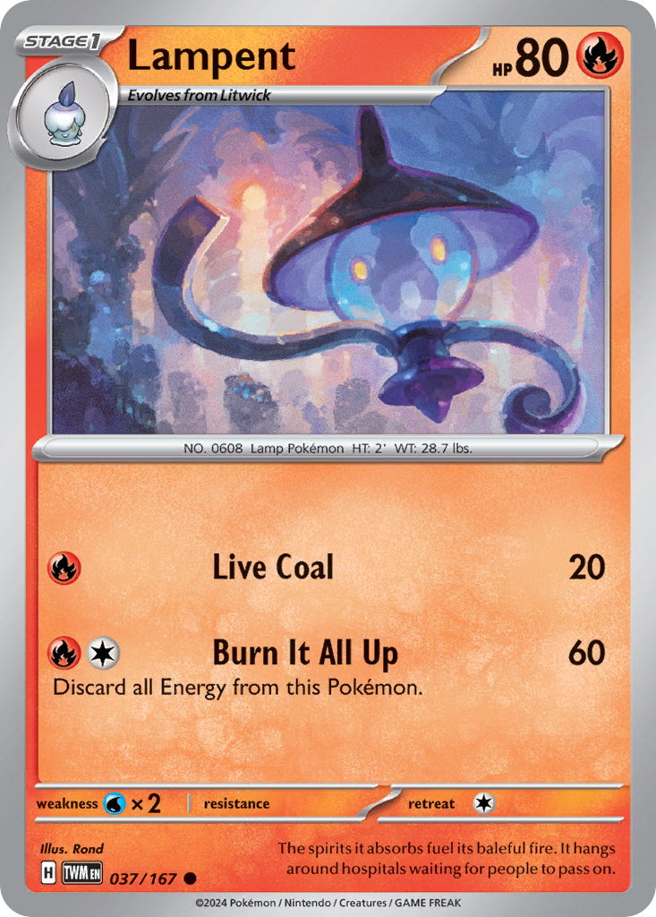 Lampent – Twilight Masquerade 037/167 Pokémon card