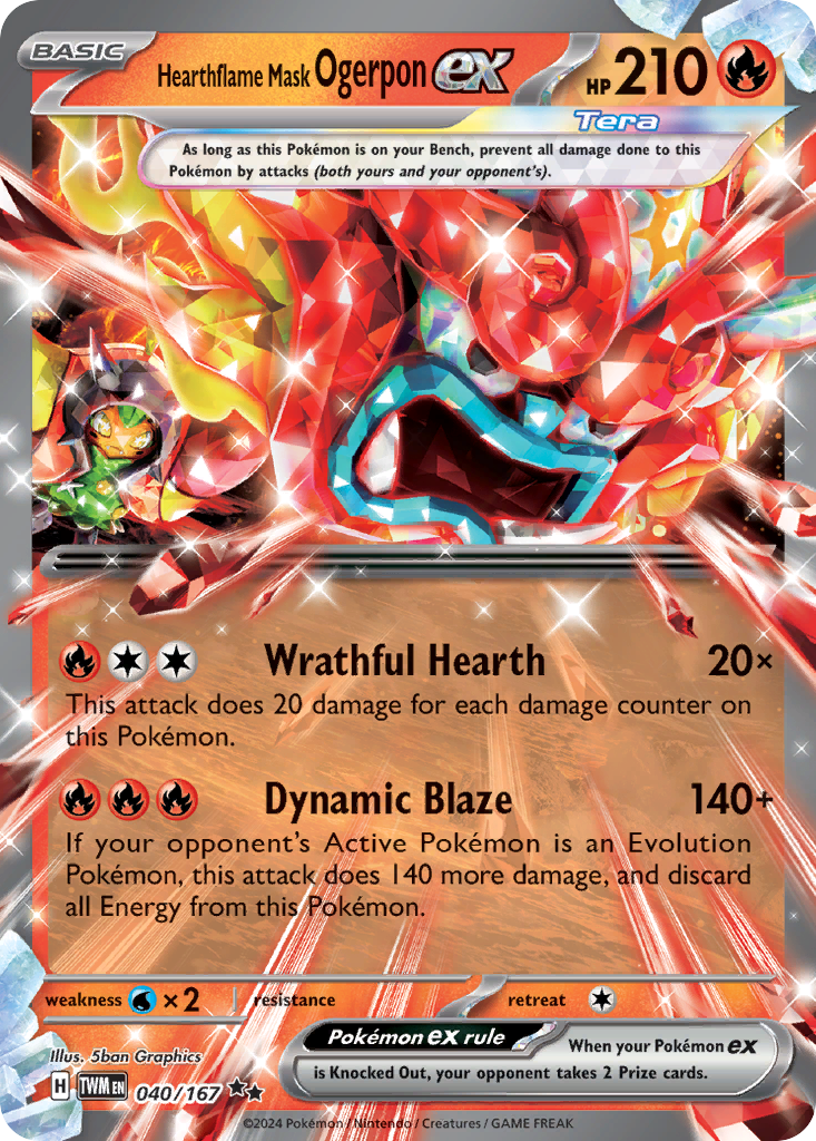 Hearthflame Mask Ogerpon ex – Twilight Masquerade 040/167 Pokémon card