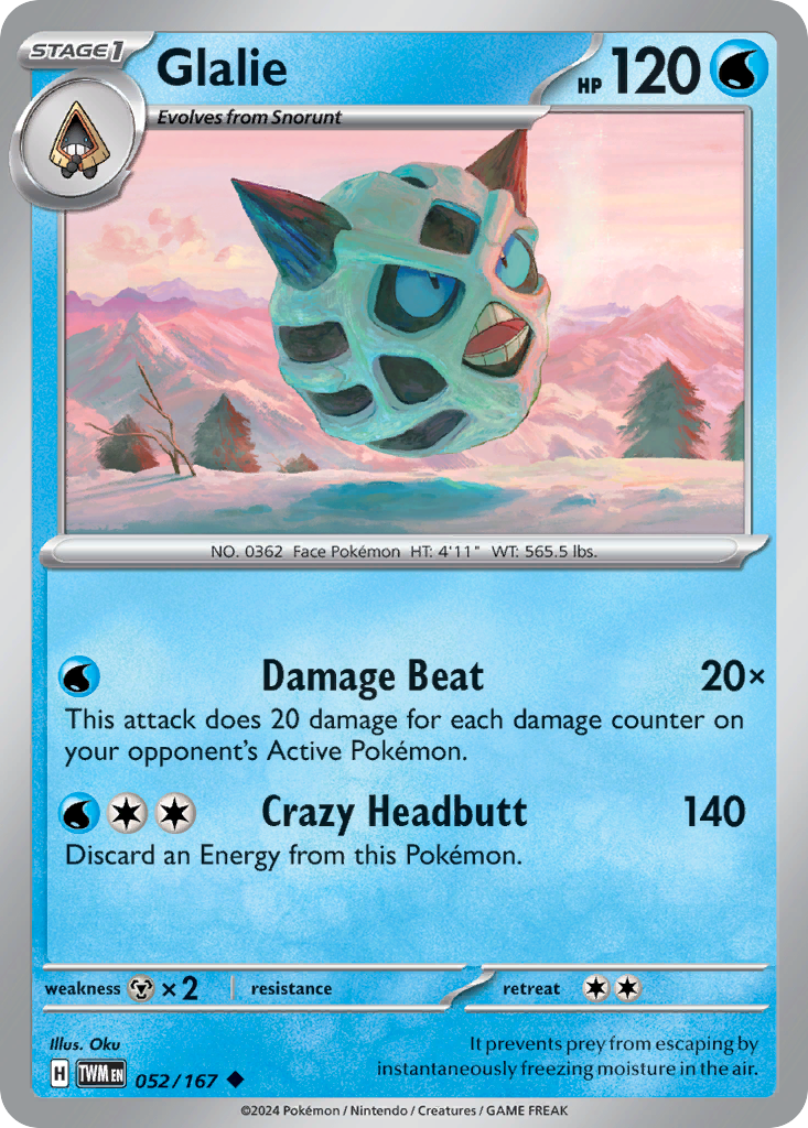 Glalie – Twilight Masquerade 052/167 Pokémon card