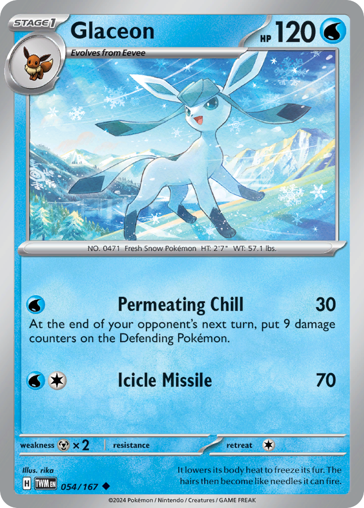 Glaceon – Twilight Masquerade 054/167 Pokémon card