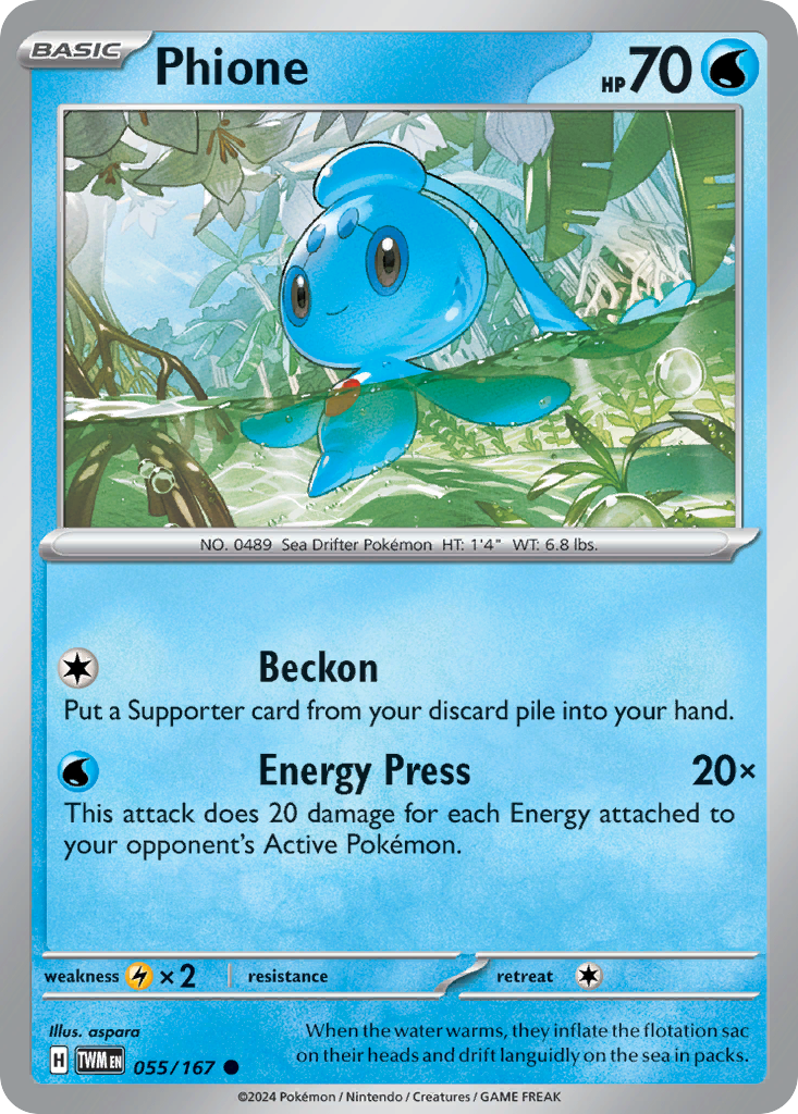 Phione – Twilight Masquerade 055/167 Pokémon card