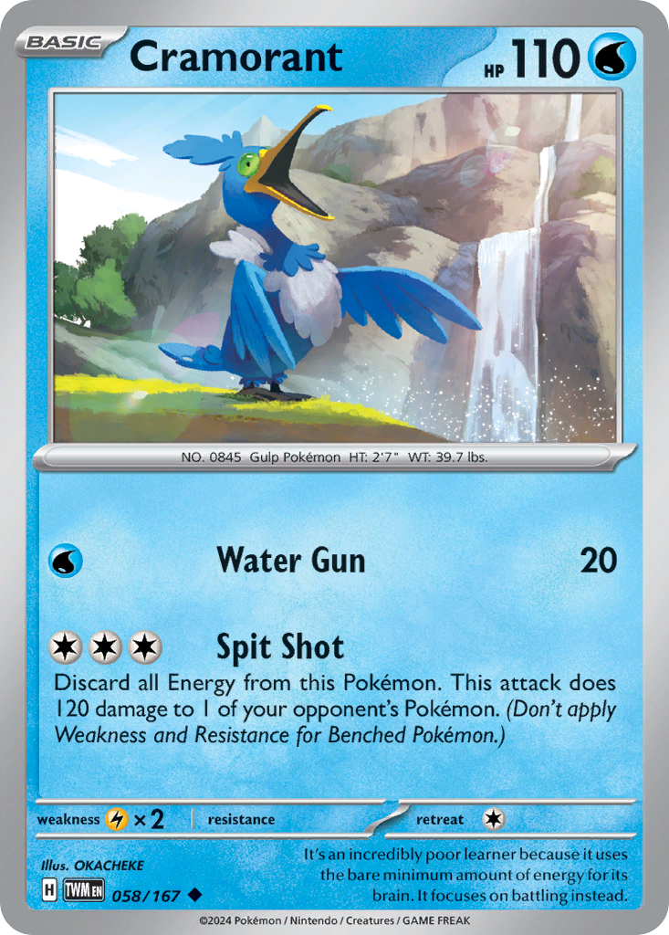Cramorant – Twilight Masquerade 058/167 Pokémon card
